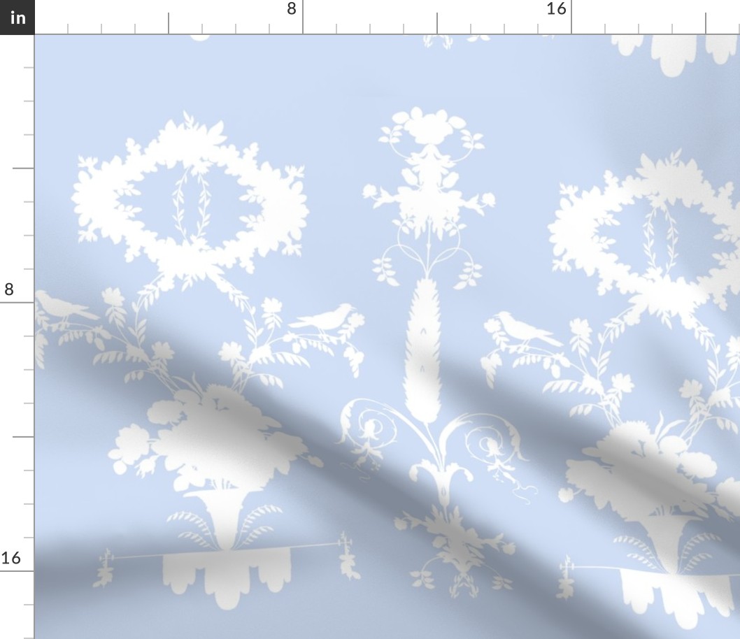 Rococo Garden Silhouette in blueberry blue