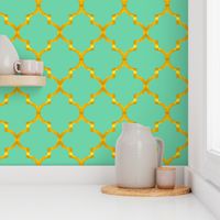 Gold and Mint Quatrefoil