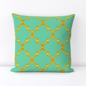 Gold and Mint Quatrefoil