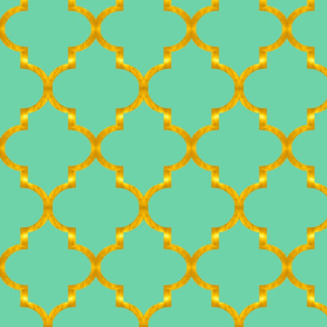 Gold and Mint Quatrefoil