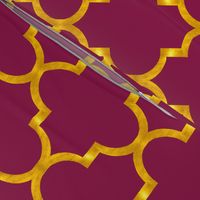 Merlot and Gold Quatrefoil