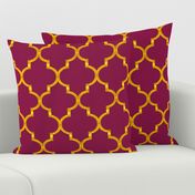 Merlot and Gold Quatrefoil