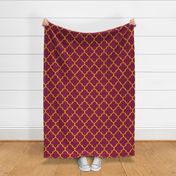 Merlot and Gold Quatrefoil