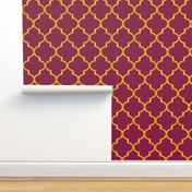 Merlot and Gold Quatrefoil