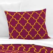 Merlot and Gold Quatrefoil