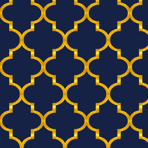 Navy and Gold Quatrefoil