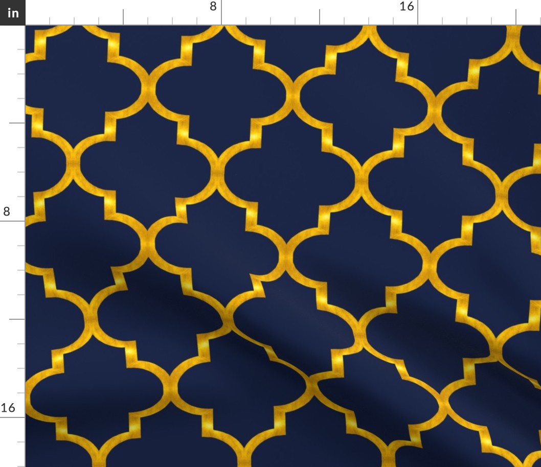 Navy and Gold Quatrefoil