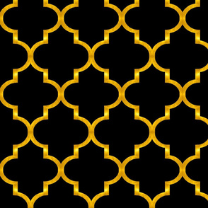 Black and Gold Quatrefoil