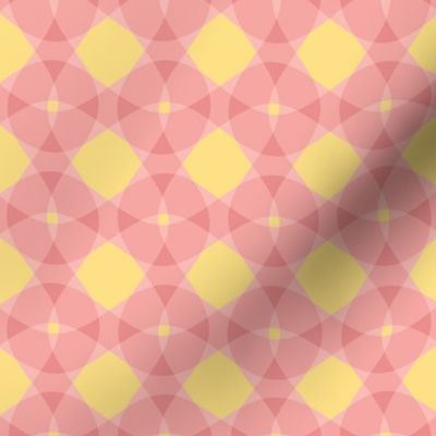 sherbet pink circles on yellow-gold