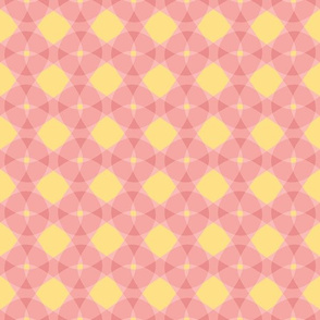 sherbet pink circles on yellow-gold