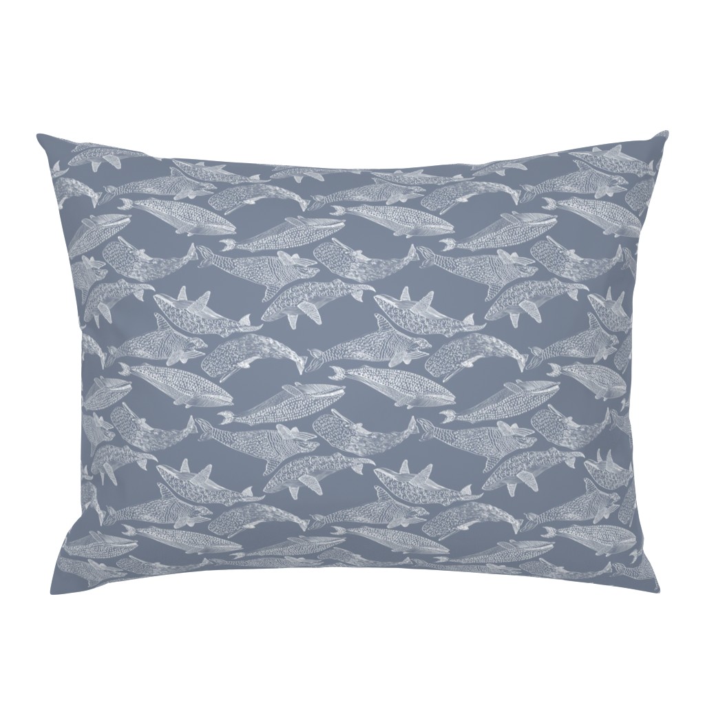 Whales in Soft Blue