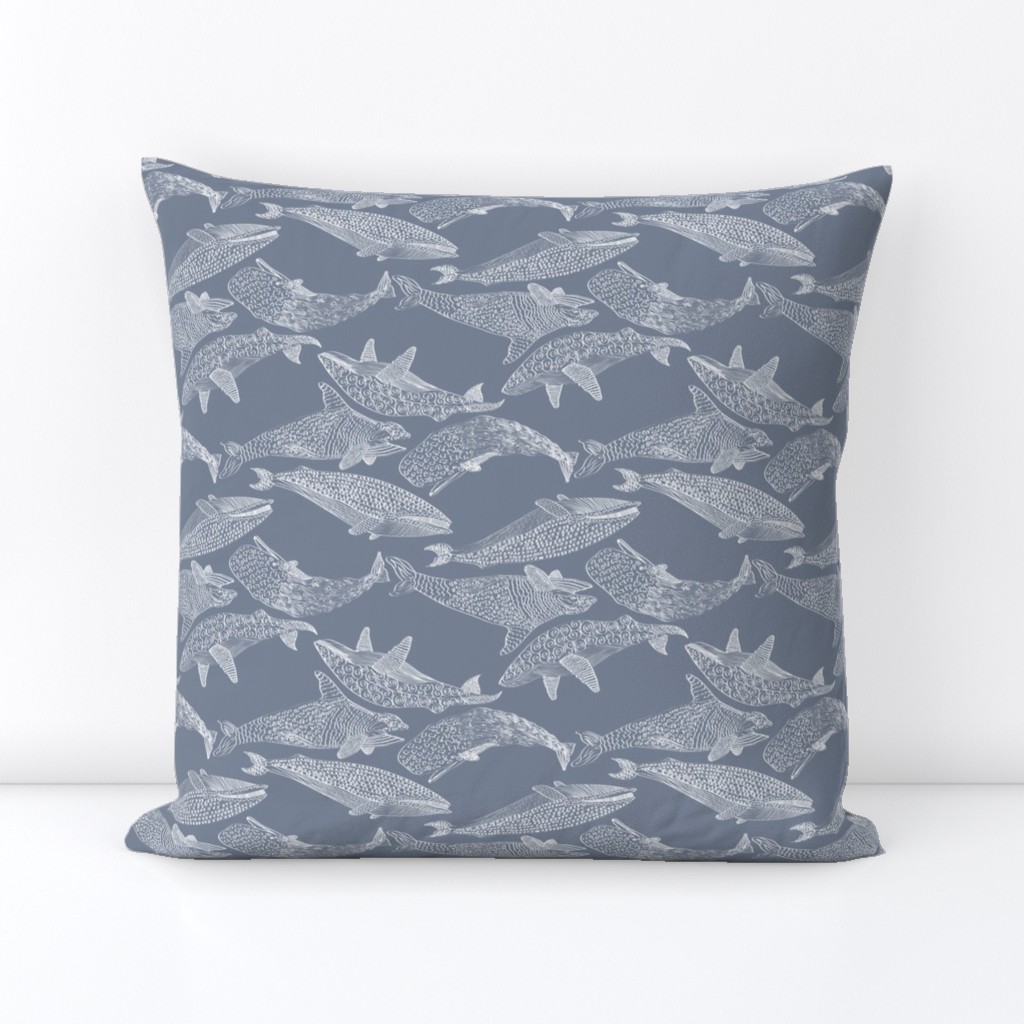 Whales in Soft Blue