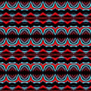 neon red and blue spiral circles