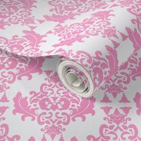 Pink on White Damask