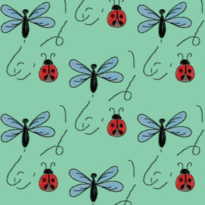 dragonflies and ladybugs