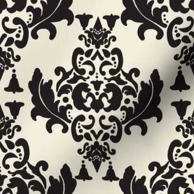 Black and Cream Damask