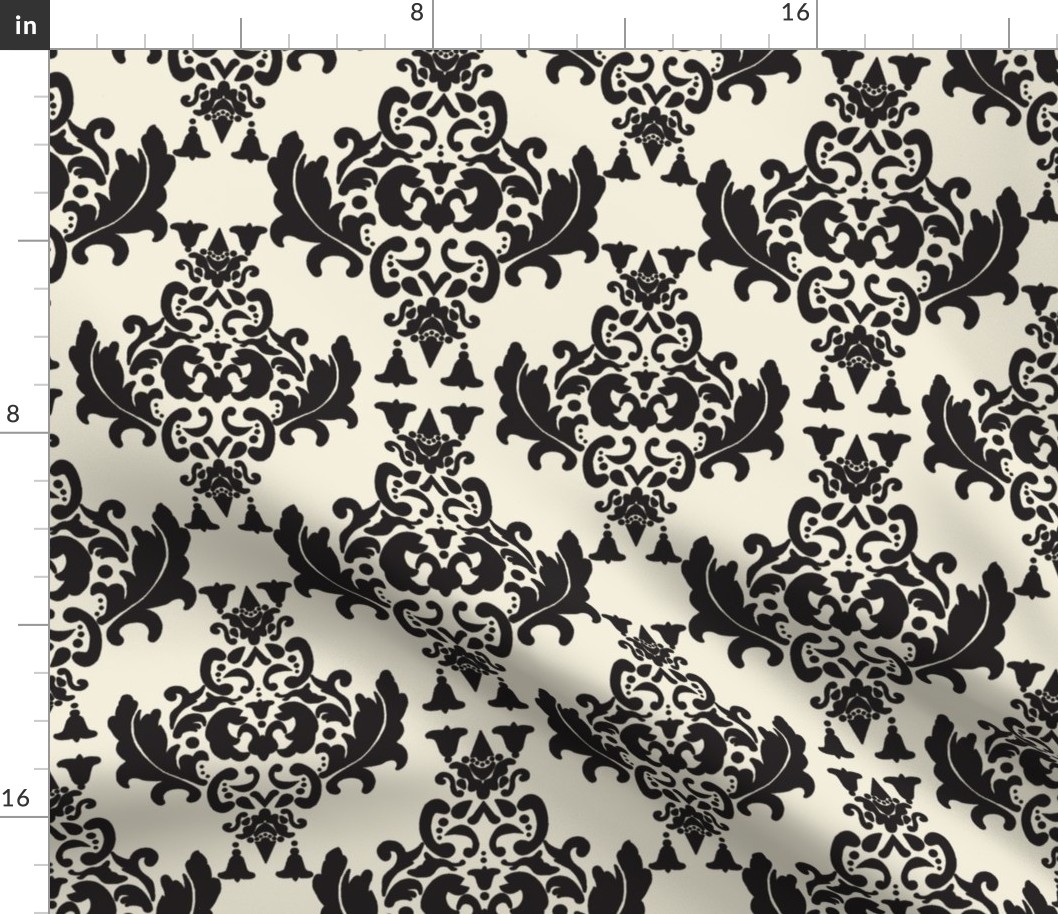 Black and Cream Damask