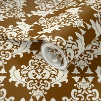 Brown on Cream Damask