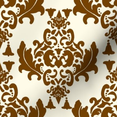 Brown on Cream Damask