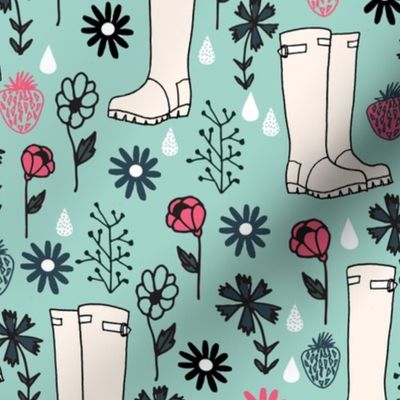 wellington boots // spring time wellies rain showers florals andrea lauren fabric