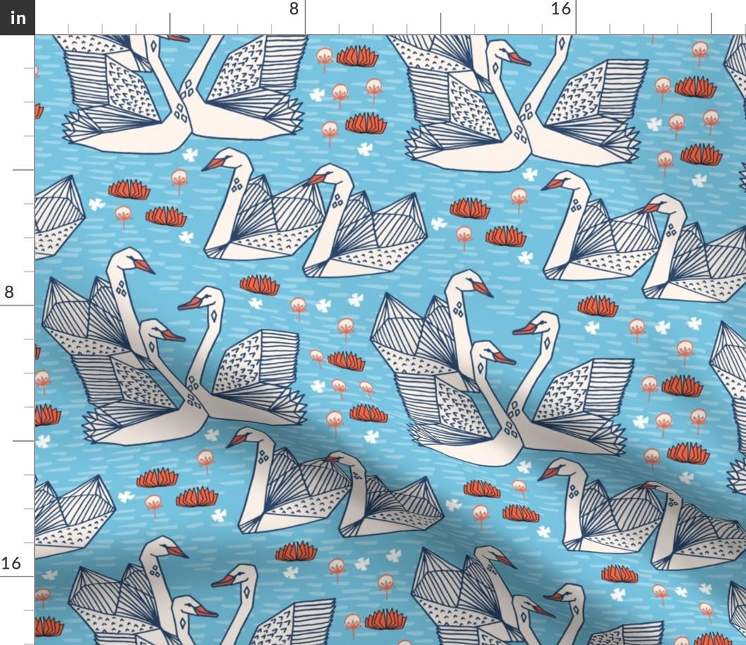 swans // geometric swans pastel blue pond water lily lilies girls sweet birds