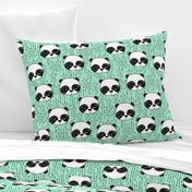 panda // mint bright mint panda head cute scandi illustrated panda face