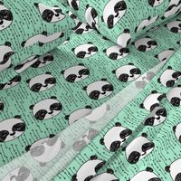 panda // mint bright mint panda head cute scandi illustrated panda face
