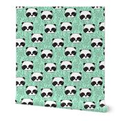 panda // mint bright mint panda head cute scandi illustrated panda face