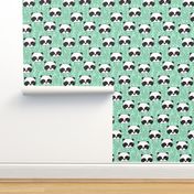 panda // mint bright mint panda head cute scandi illustrated panda face