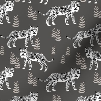 Safari Tiger - Charcoal (smaller) by Andrea Lauren