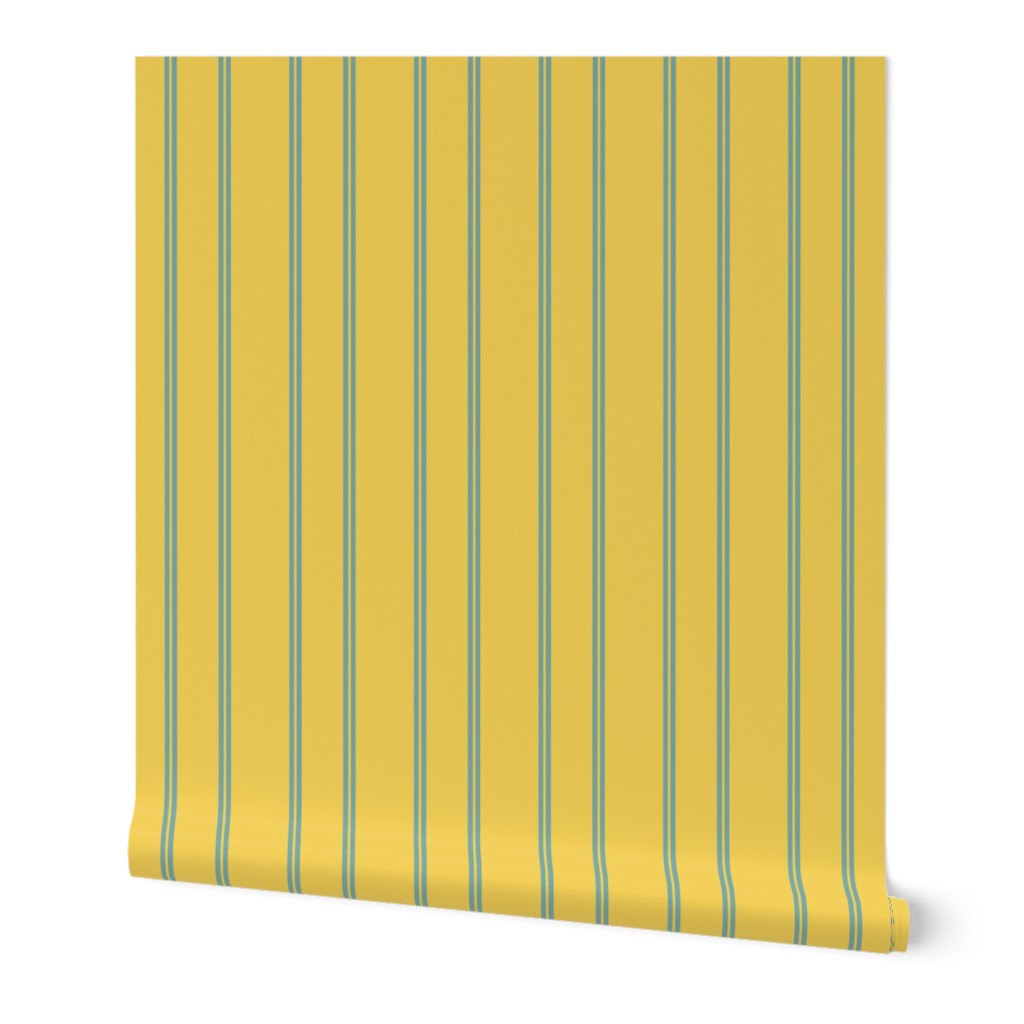 Vintage Easter Turquoise Stripes on Yellow