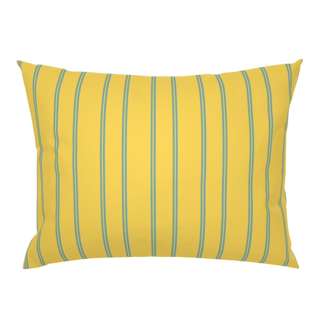 Vintage Easter Turquoise Stripes on Yellow