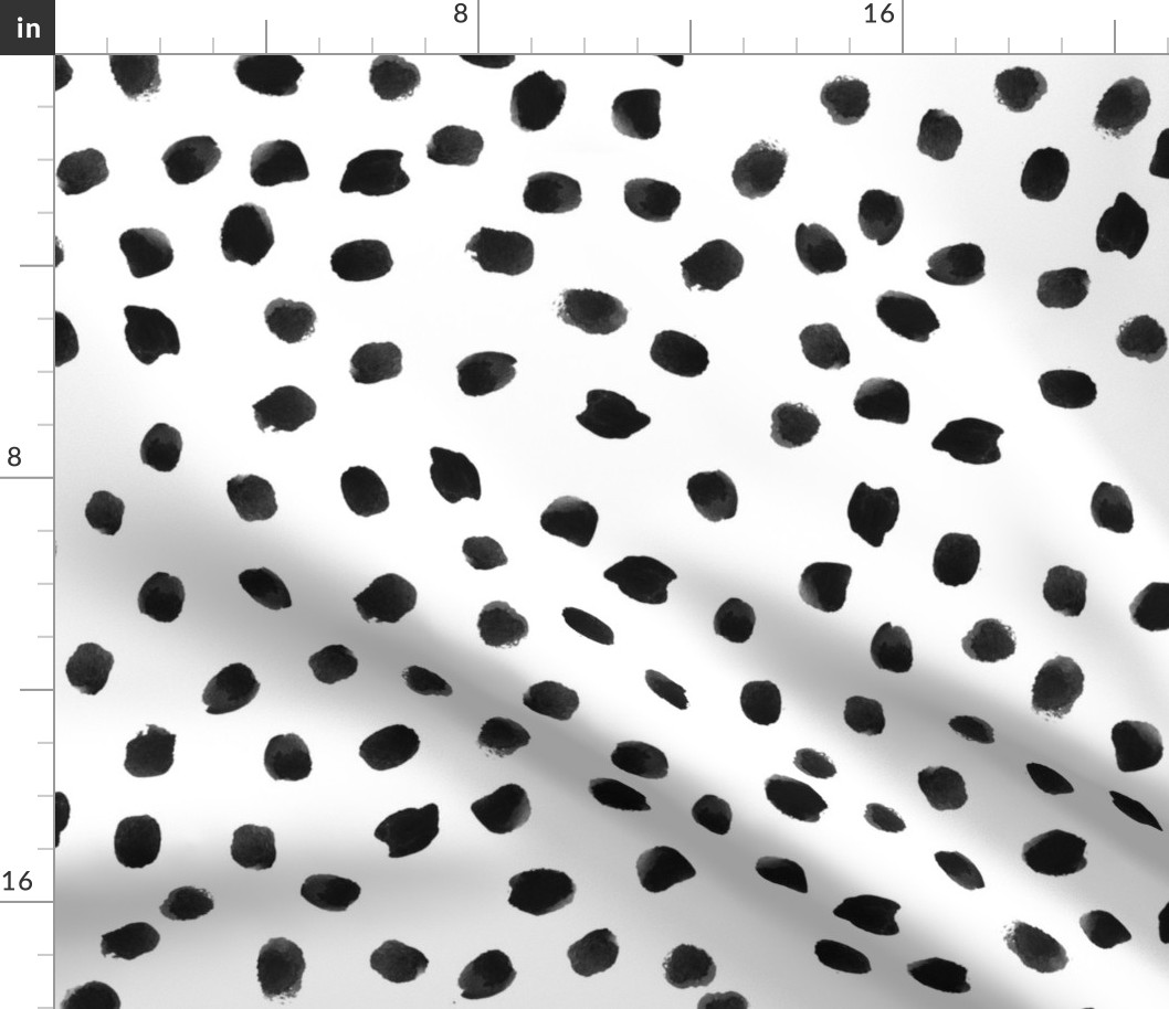 Painted Polka Dots - Modern Trendy Irregular Black and White polka dot pattern