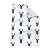 Navy Deer on White