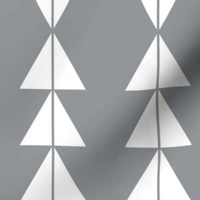 White Tribal Triangles on Grey