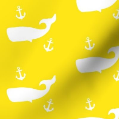 Whales and Anchors on Yellow