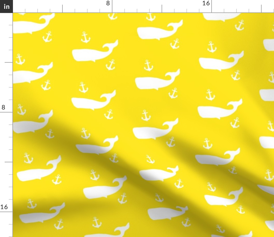 Whales and Anchors on Yellow
