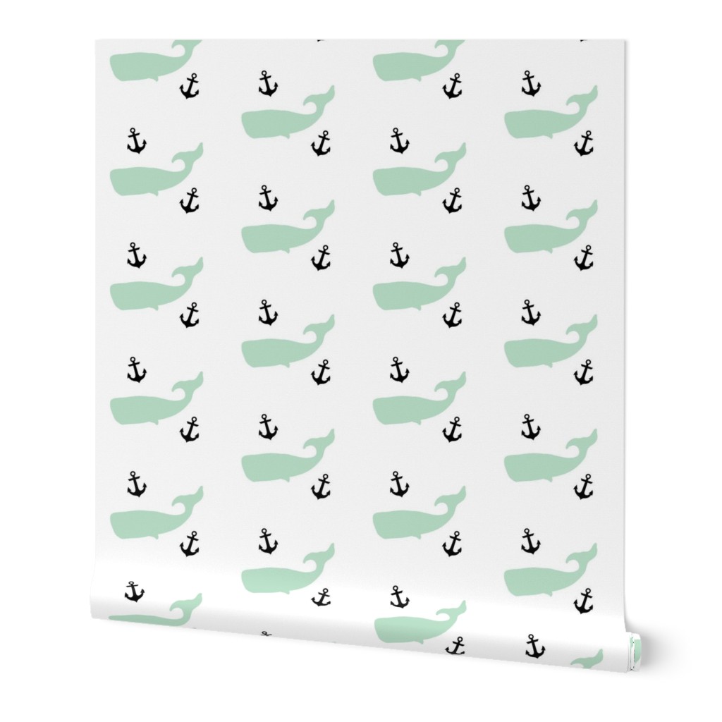 Mint Whales with Black Anchors