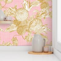 Mid Century Modern Floral ~ Gilt on Dauphine ~ Linen