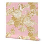 Mid Century Modern Floral ~ Gilt on Dauphine ~ Linen