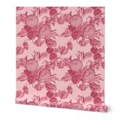 Mid Century Modern Floral ~Berry and Dauphine ~ Linen