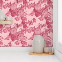 Mid Century Modern Floral ~Berry and Dauphine ~ Linen