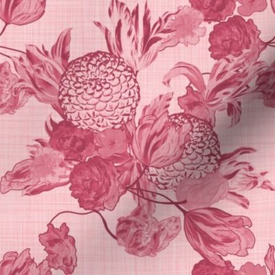 Mid Century Modern Floral ~Berry and Dauphine ~ Linen