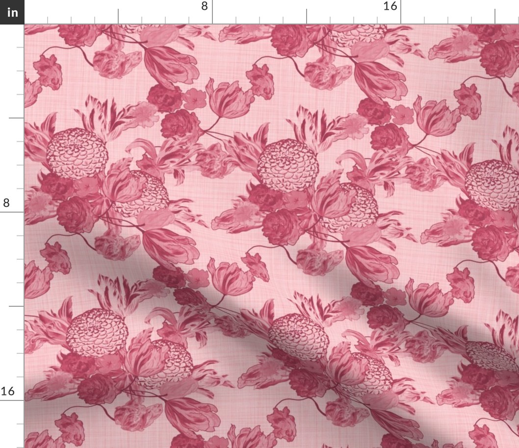 Mid Century Modern Floral ~Berry and Dauphine ~ Linen