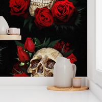 skull and roses