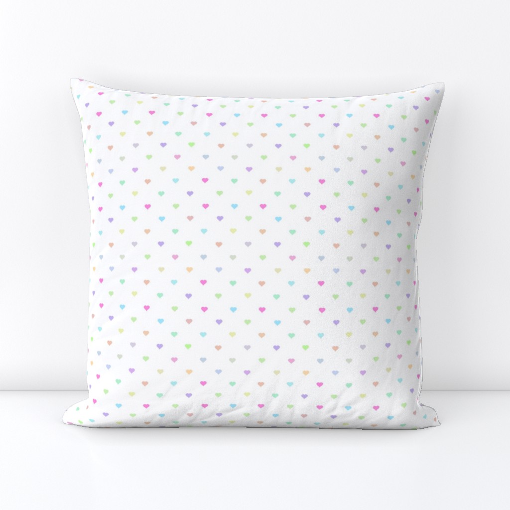 tiny pastel rainbow hearts on white - adorable kawaii heart pattern