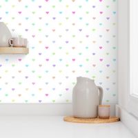 tiny pastel rainbow hearts on white - adorable kawaii heart pattern