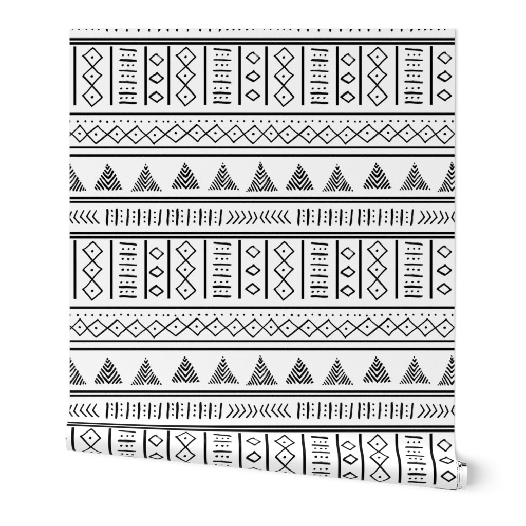 African Tribal Mudcloth Black and White pattern