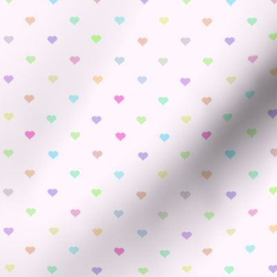 tiny pastel rainbow hearts on pink- adorable kawaii heart pattern