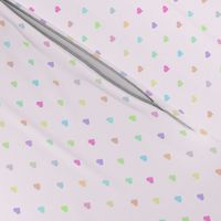 tiny pastel rainbow hearts on pink- adorable kawaii heart pattern